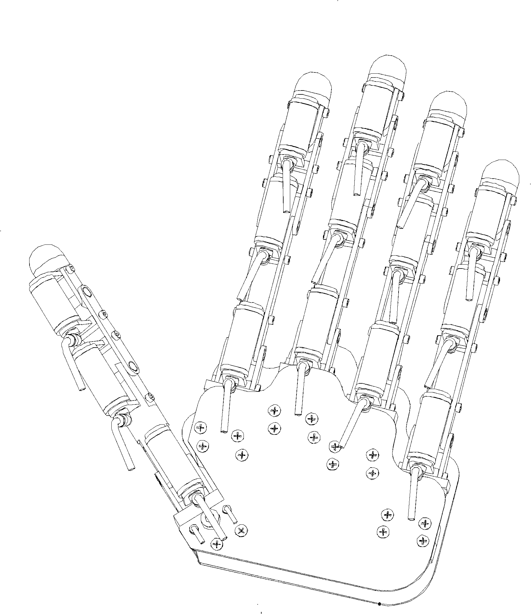 Multi-finger dexterous hand of robot based on pneumatic flexible driver