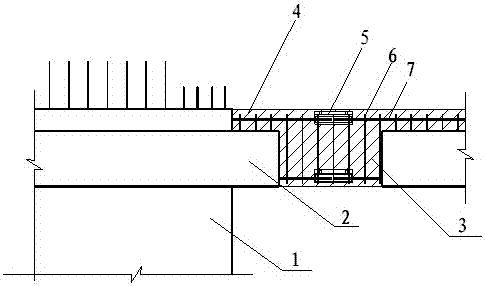 Connection method for prefabricated shear wall-laminated beams in assembled type RC frame-shear structure