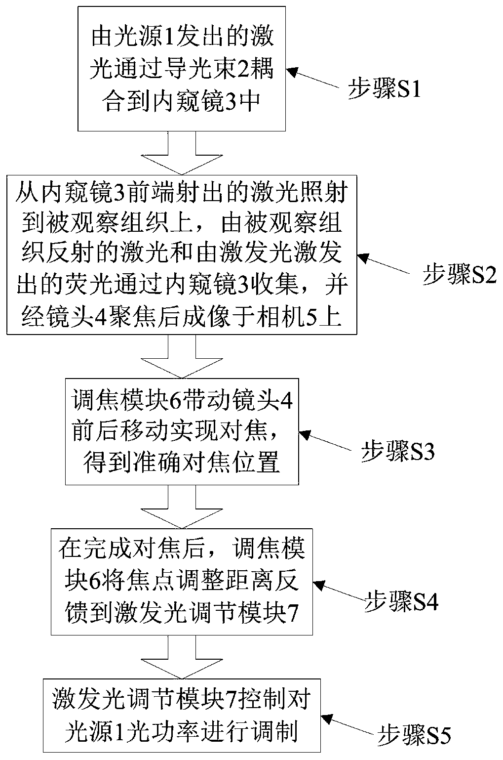 Non-automatic focusing feedback type fluorescent navigation system and excitation light self-adjusting method