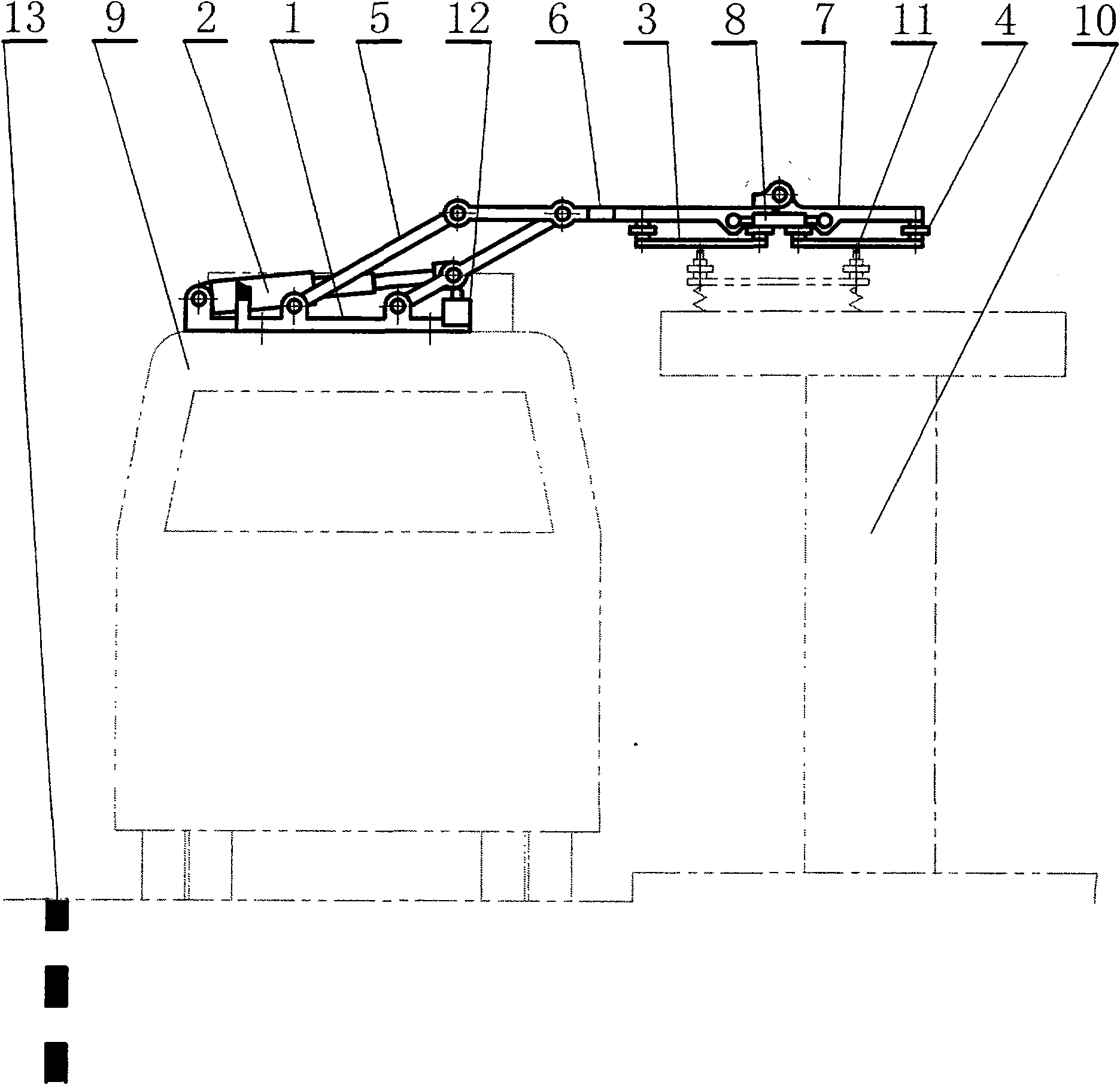 Bi-wiring itemizing swinging translational type public transportation trolley bus pantograph