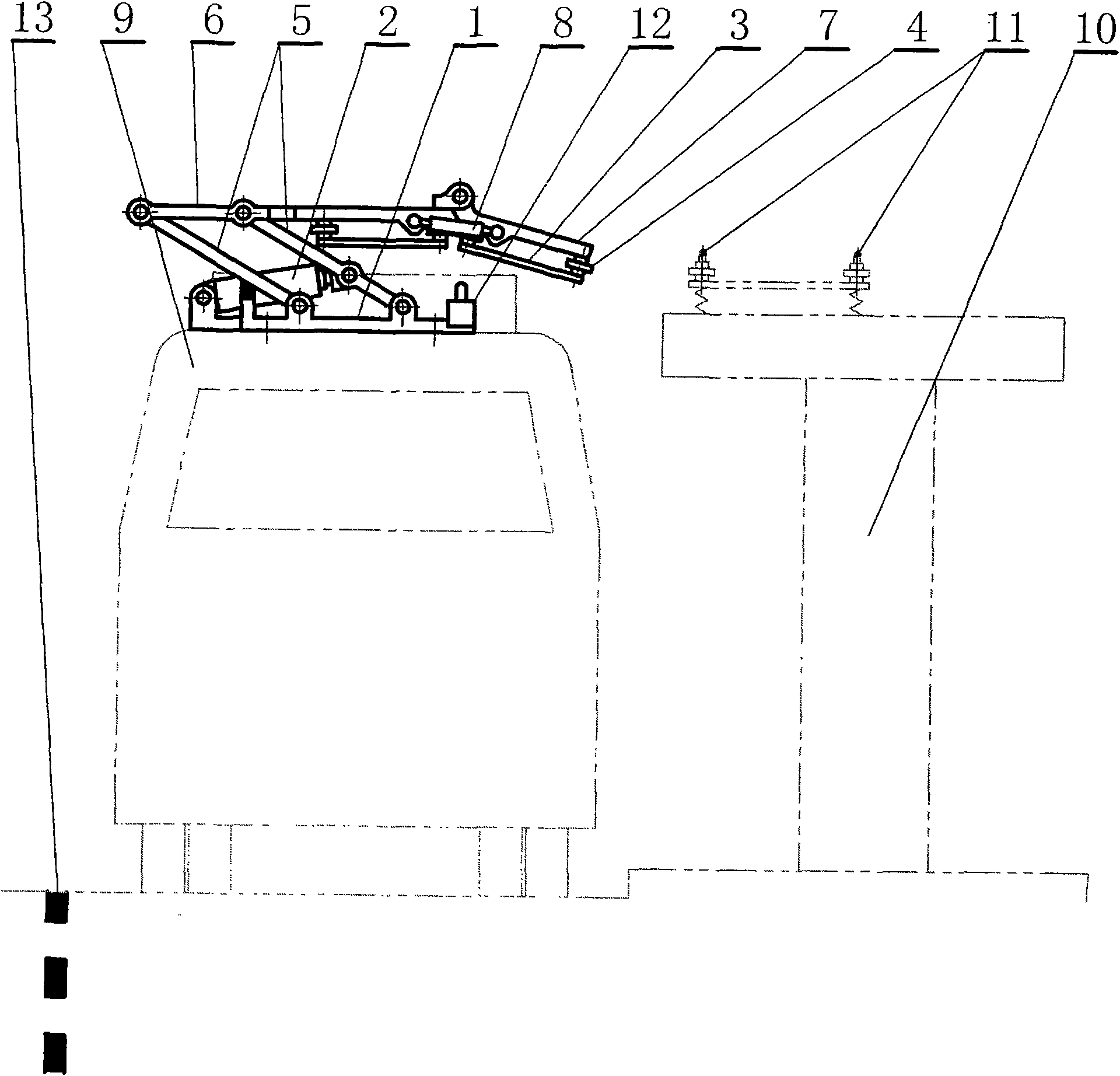 Bi-wiring itemizing swinging translational type public transportation trolley bus pantograph