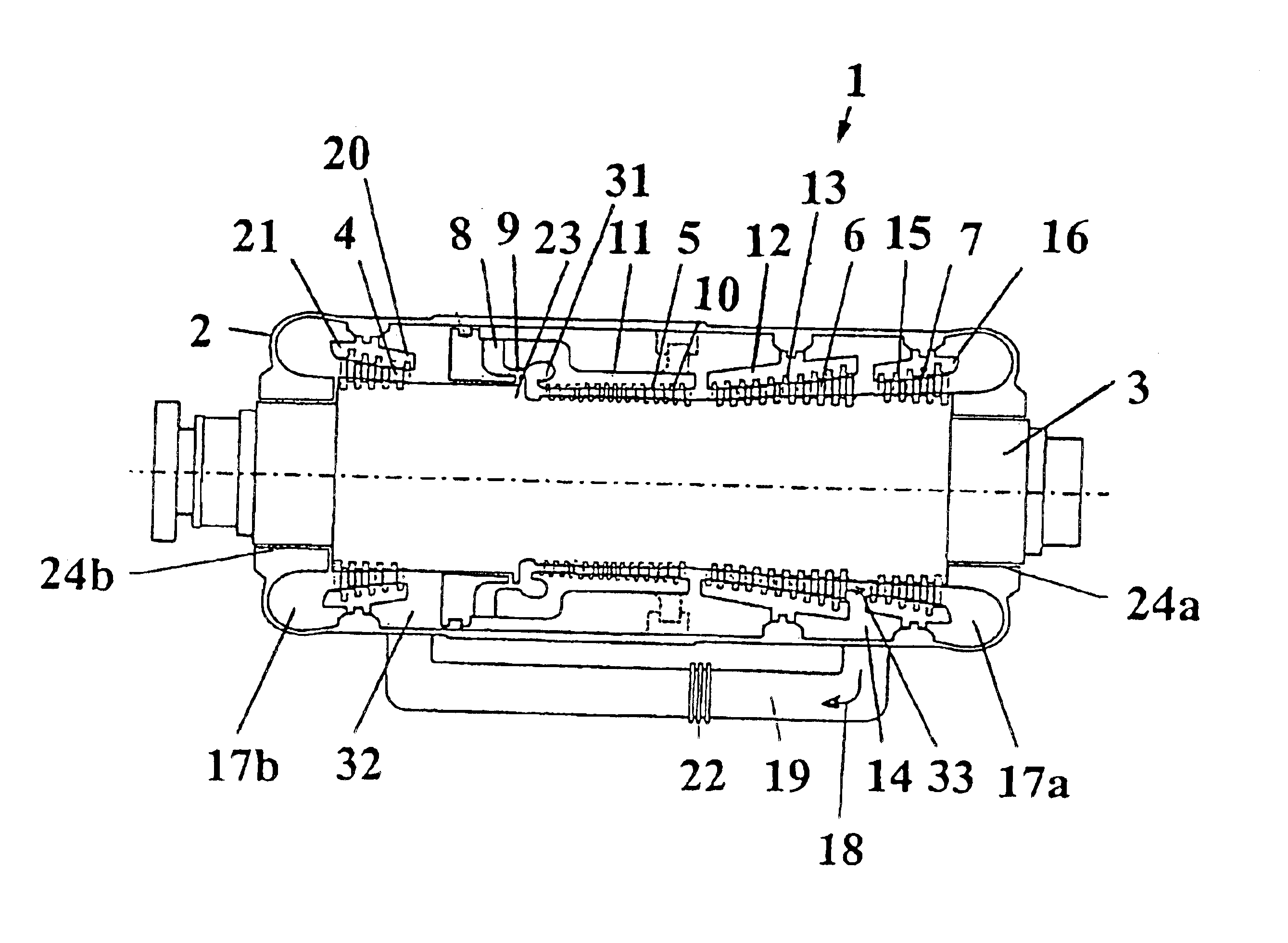 Fluid-flow machine with high-pressure and low-pressure regions