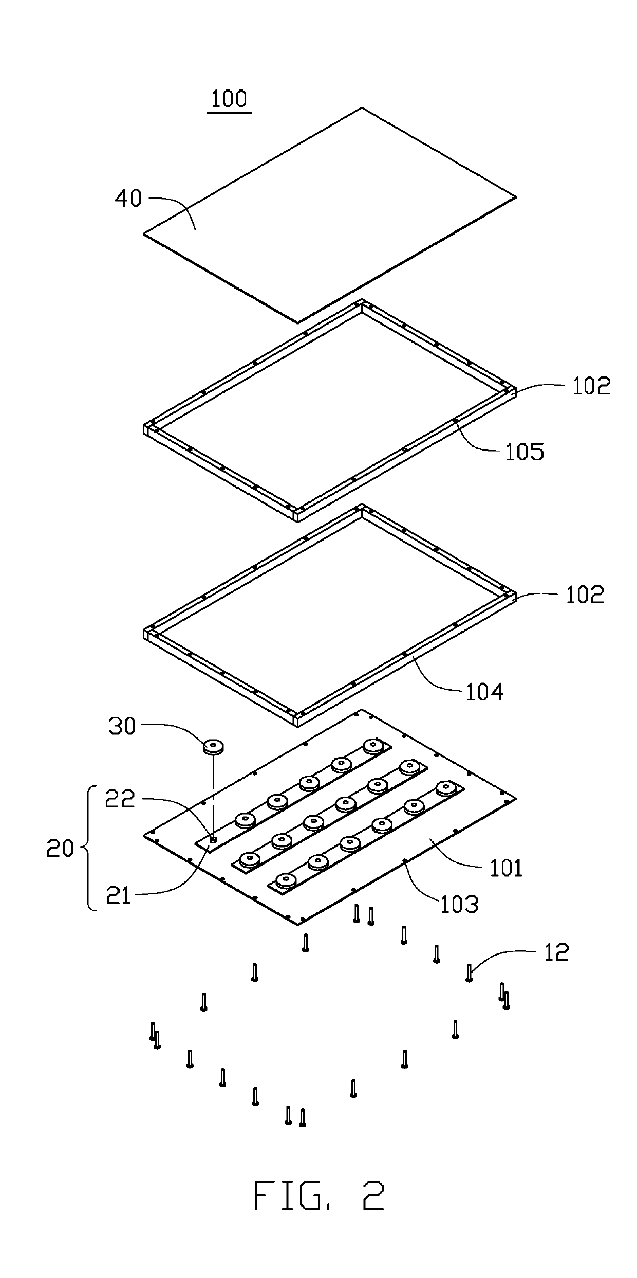 Back-light module with interassembled set of frames and height adjustable back frame forming light-mixing chamber