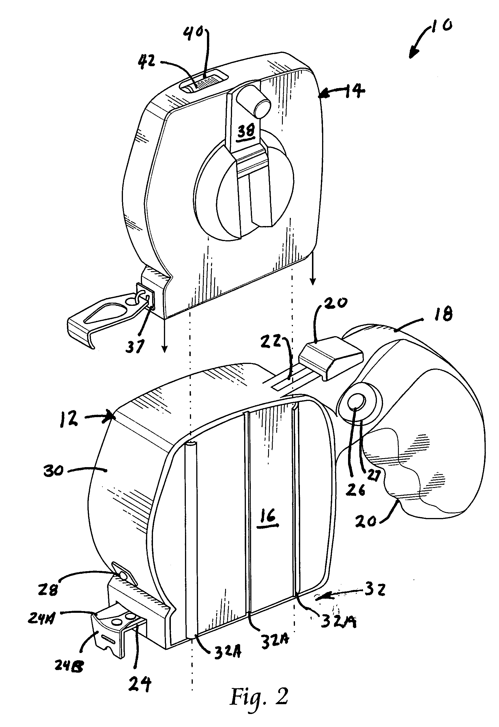 Tape measure having a handle and a removable chalk line marker and method therefor