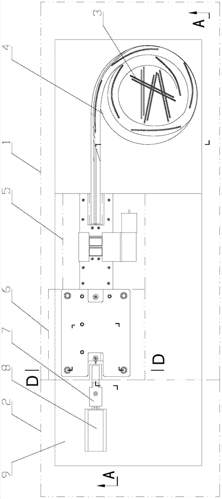 Feeding, positioning and discharging device of long-and-thin micro release hollow flexible rubber pipe