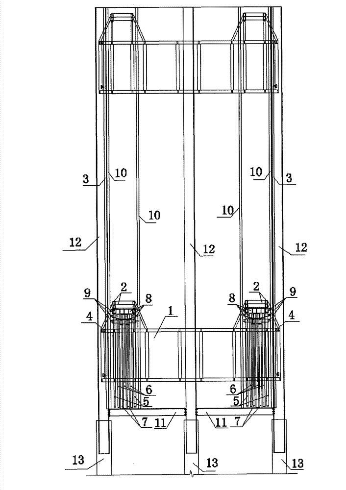 Large-scale lifting device based on deep foundation pit vertical earthmoving