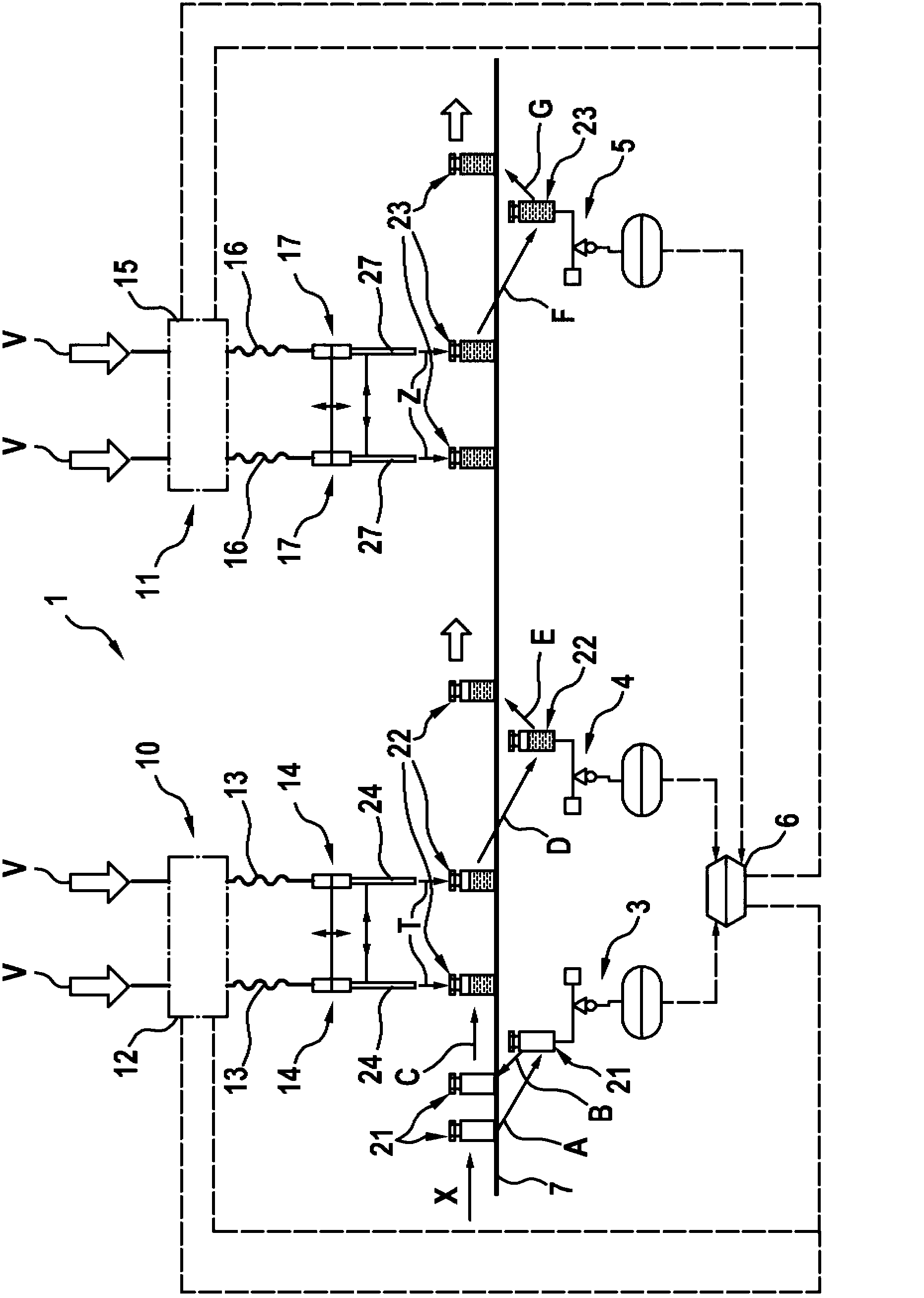 Filling device for filling a container
