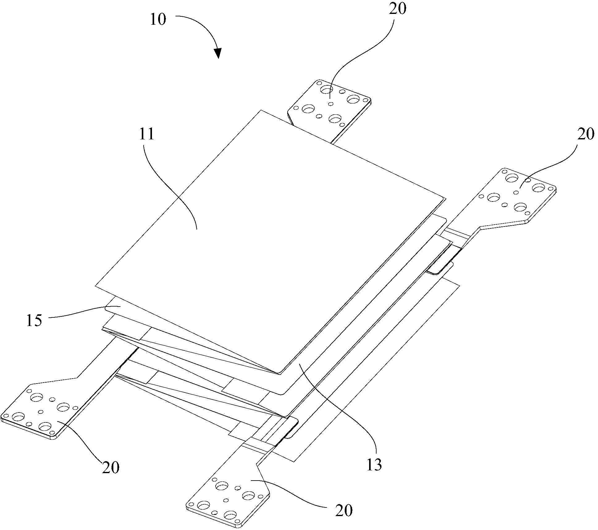 Lamination stacking machine of laminated type power battery and piece pressing mechanism thereof