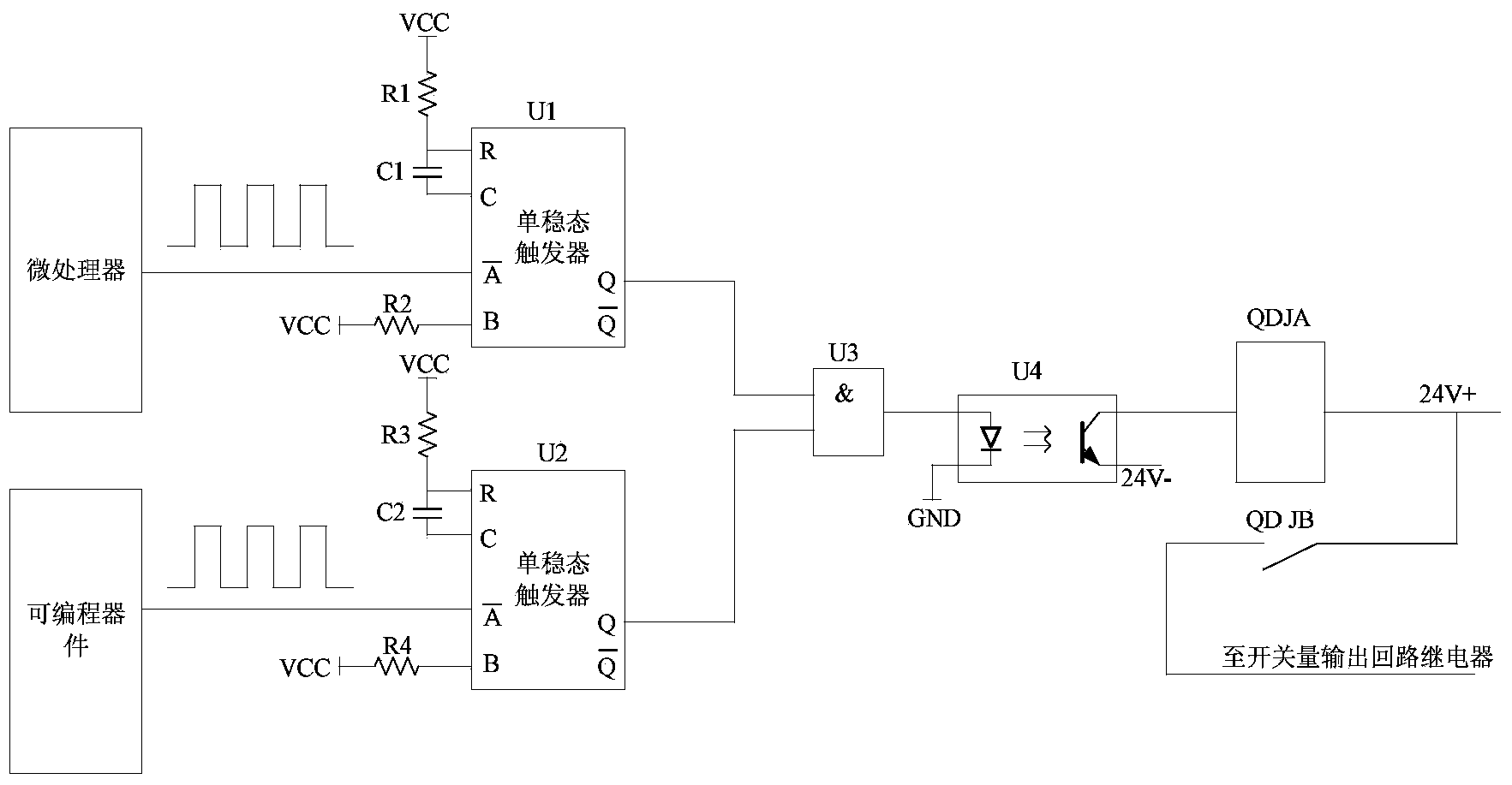 Starting circuit and method for relay protection switching value output circuit
