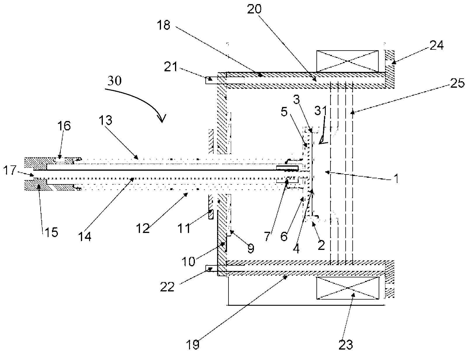 Multi-structure coupling magnetic field adaptability type rotating arc ion plating device