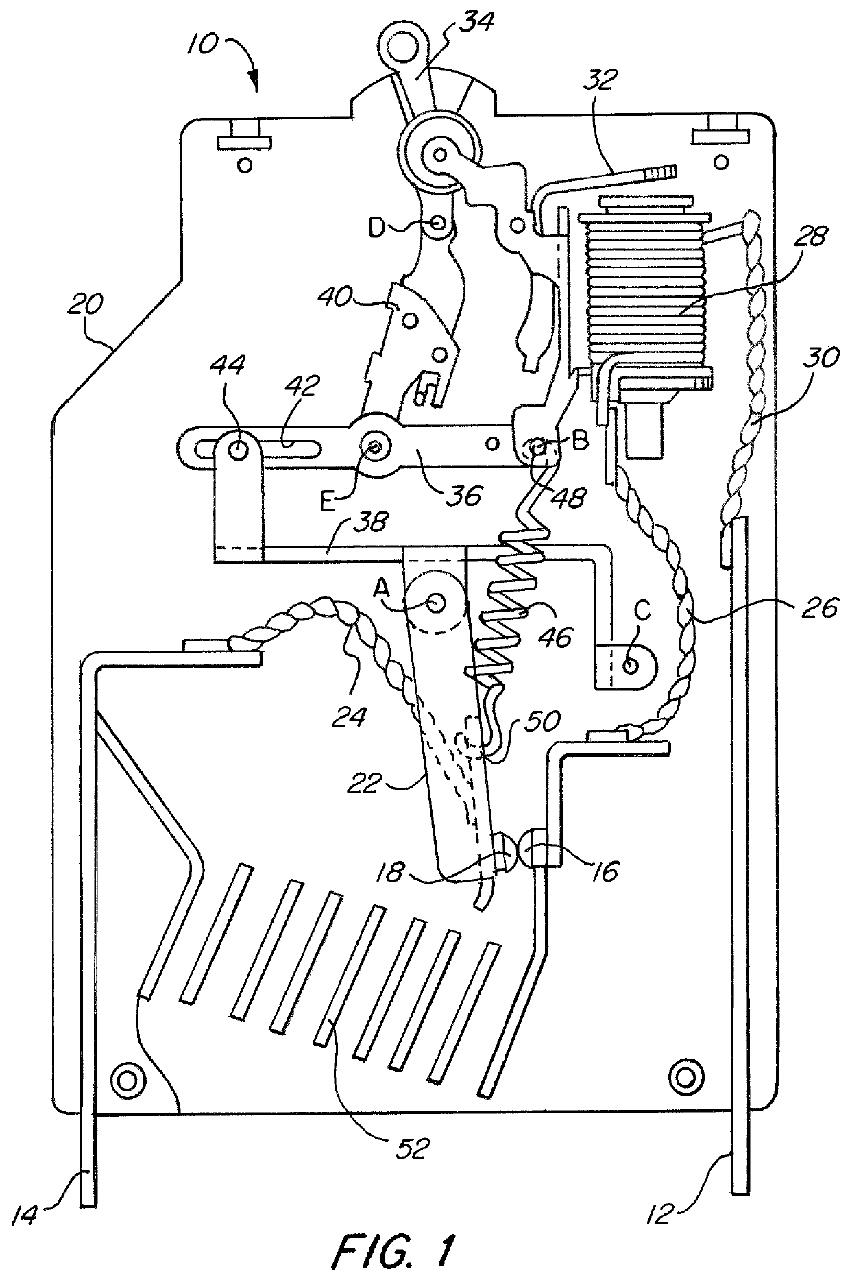 Circuit breaker with snap action contacts