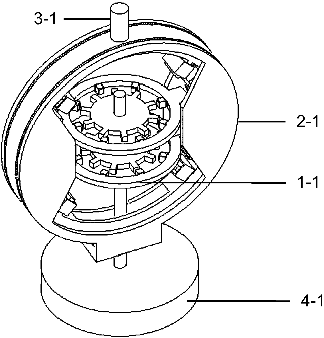 Two-degree-of-freedom hybrid stepping motor with orthogonal cylindrical structure for robots