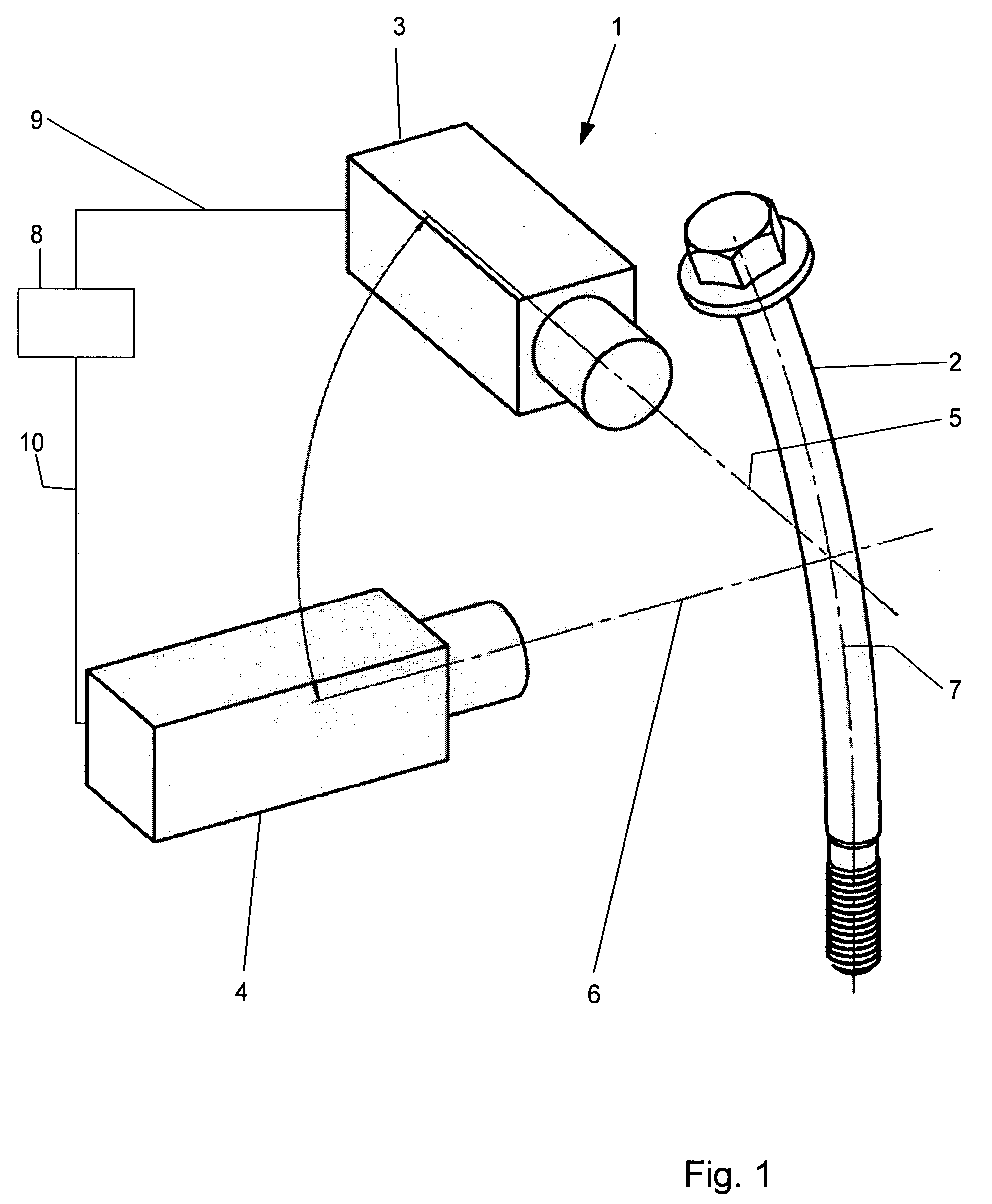 Method and apparatus for determining the deflection of a fastener