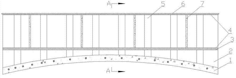 Assembly type steel and concrete arch bridge T beam plate