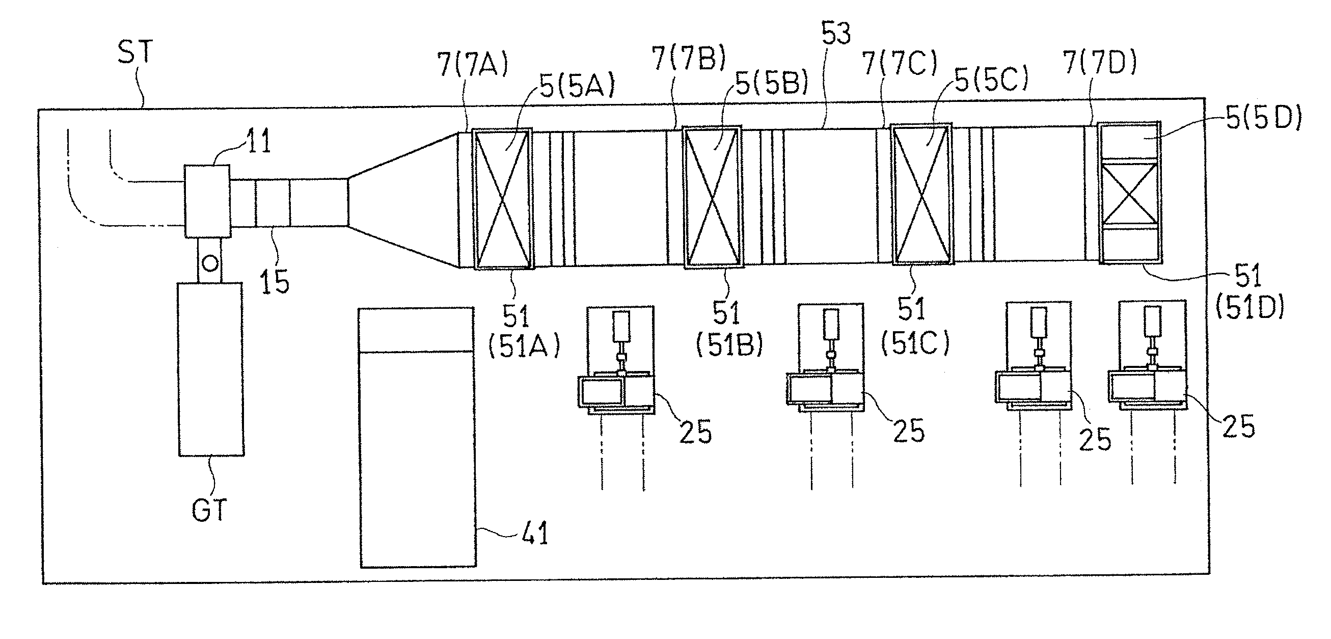 System for low-concentration-methane gas oxidation equipped with multiple oxidizers