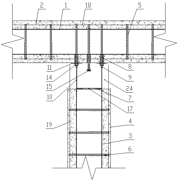T-shaped node of steel concrete combined pipe with high shear strength
