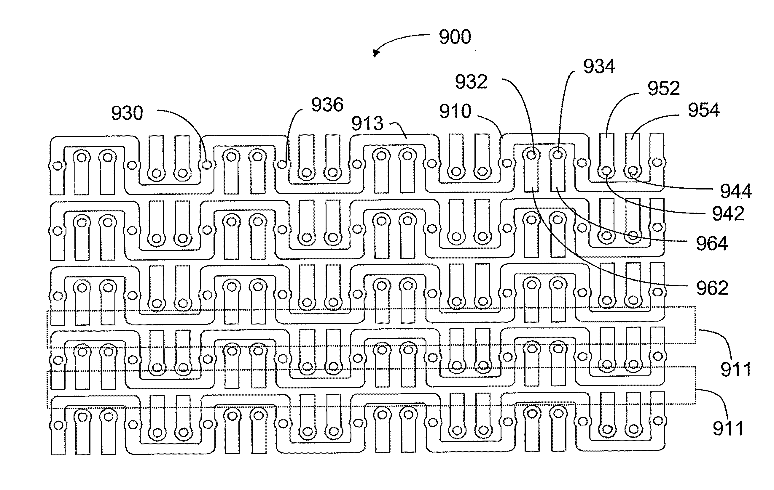 High density electrical connector and PCB footprint
