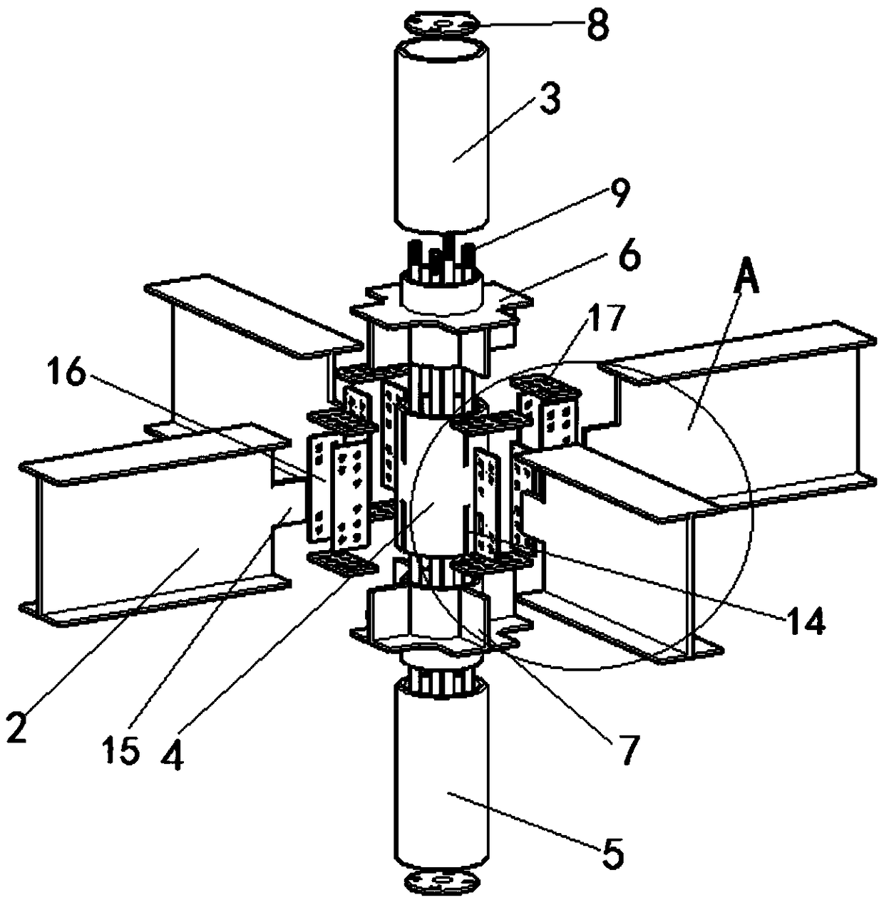 Prefabricated self-restoring circular steel pipe concrete composite node