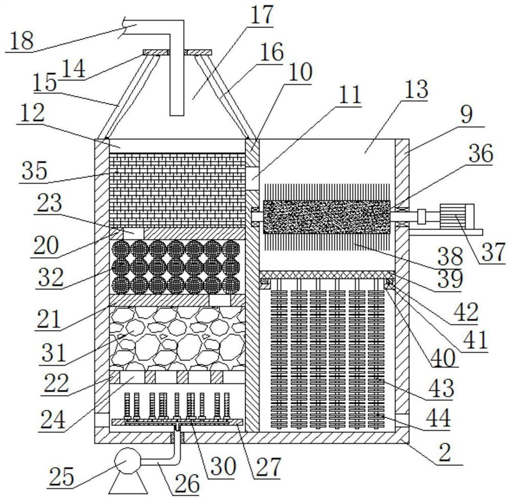 Constructed wetland sewage advanced treatment device with biological filter