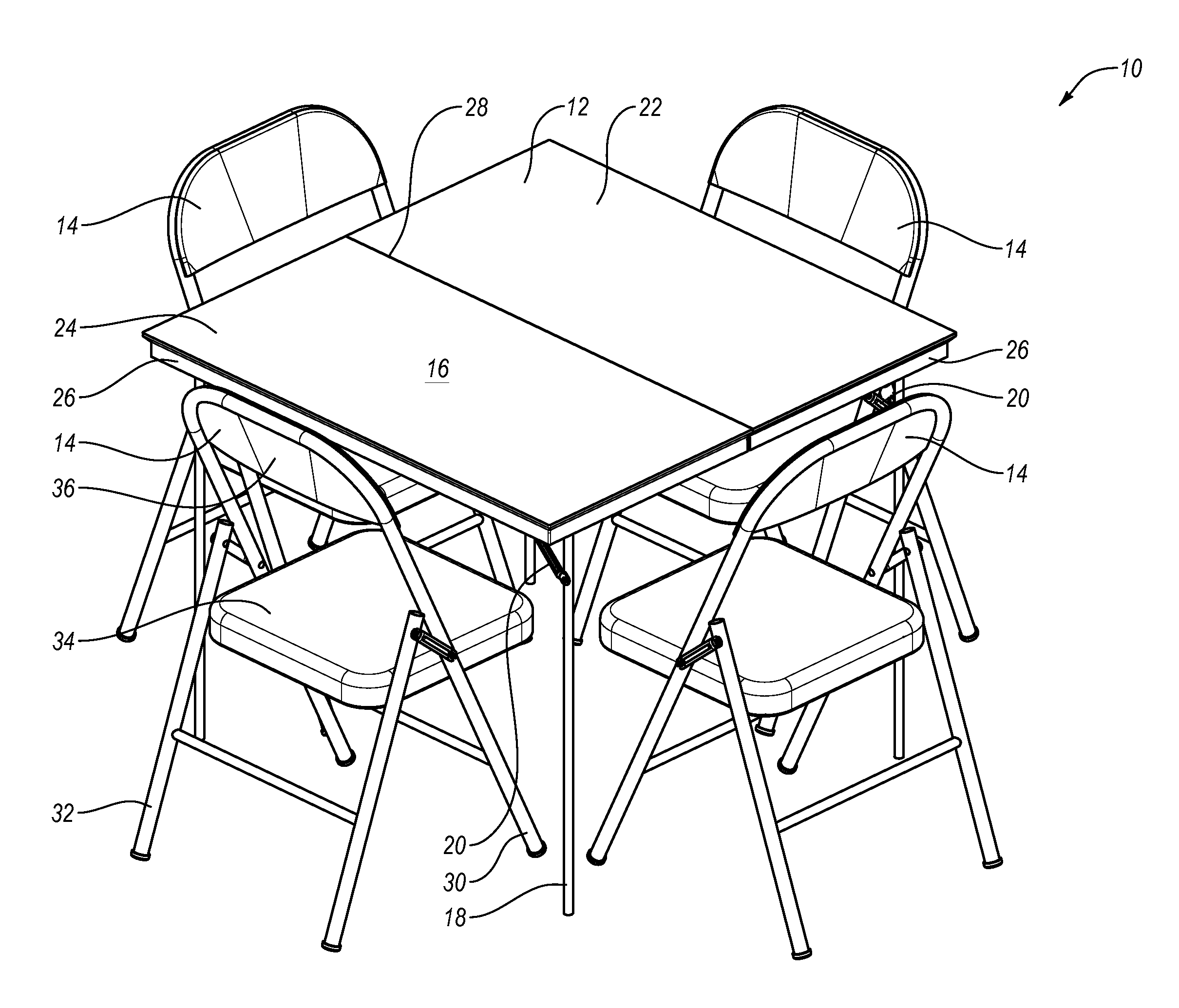 Folding table and chair set with portable carrying case