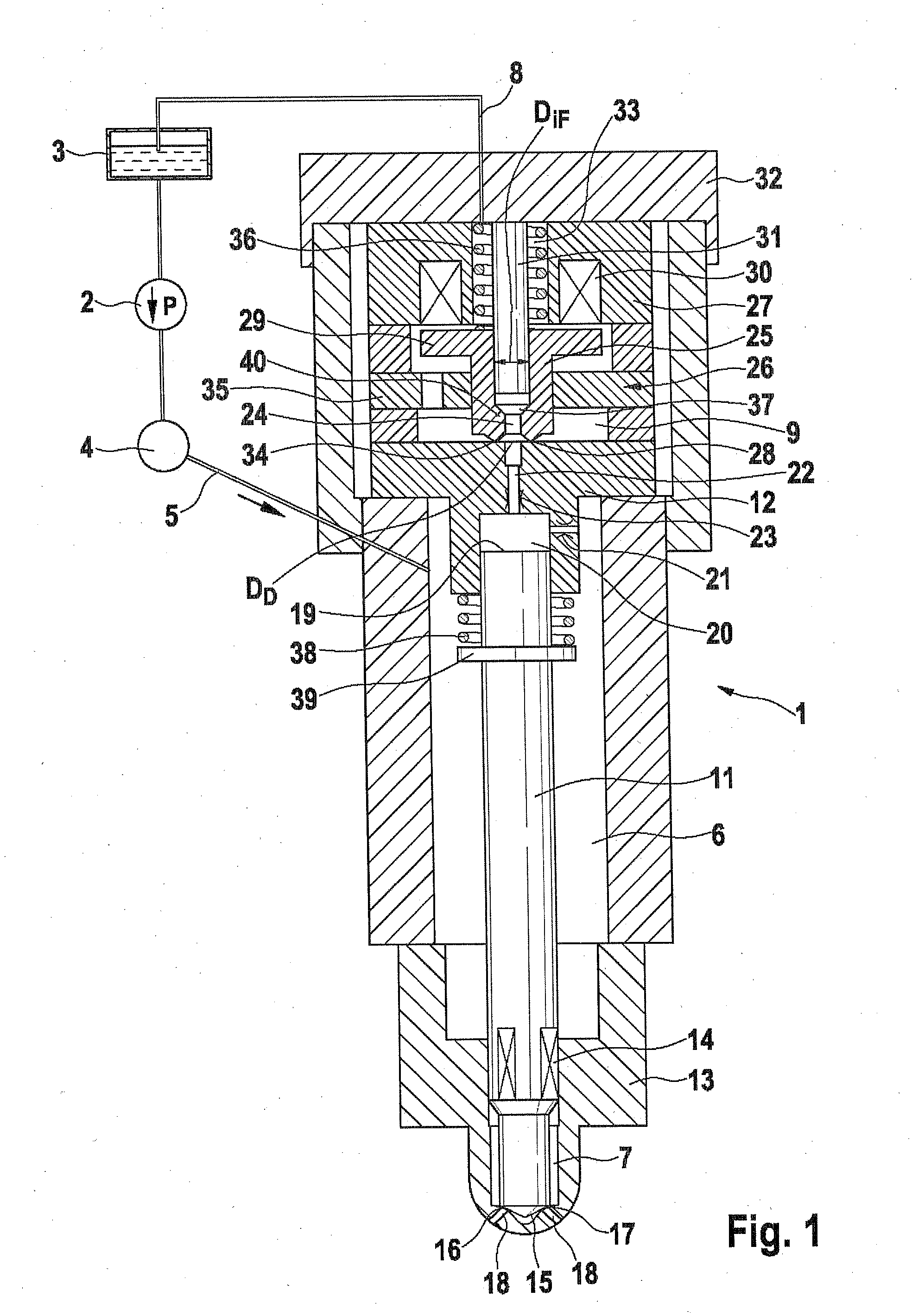 Fuel injector the control valve element of which has a support region