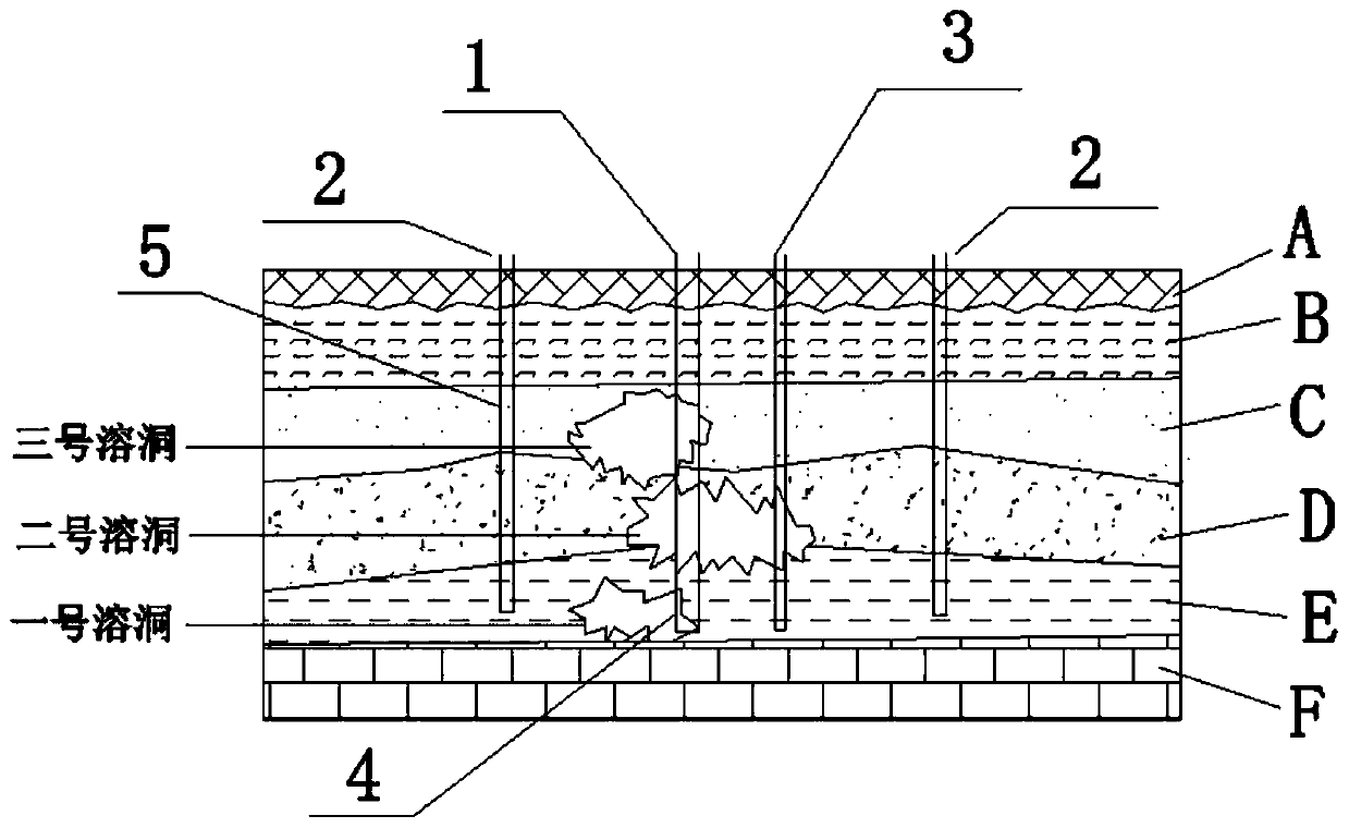 Detecting method of strength of string-bead-shaped karst cave after grouting