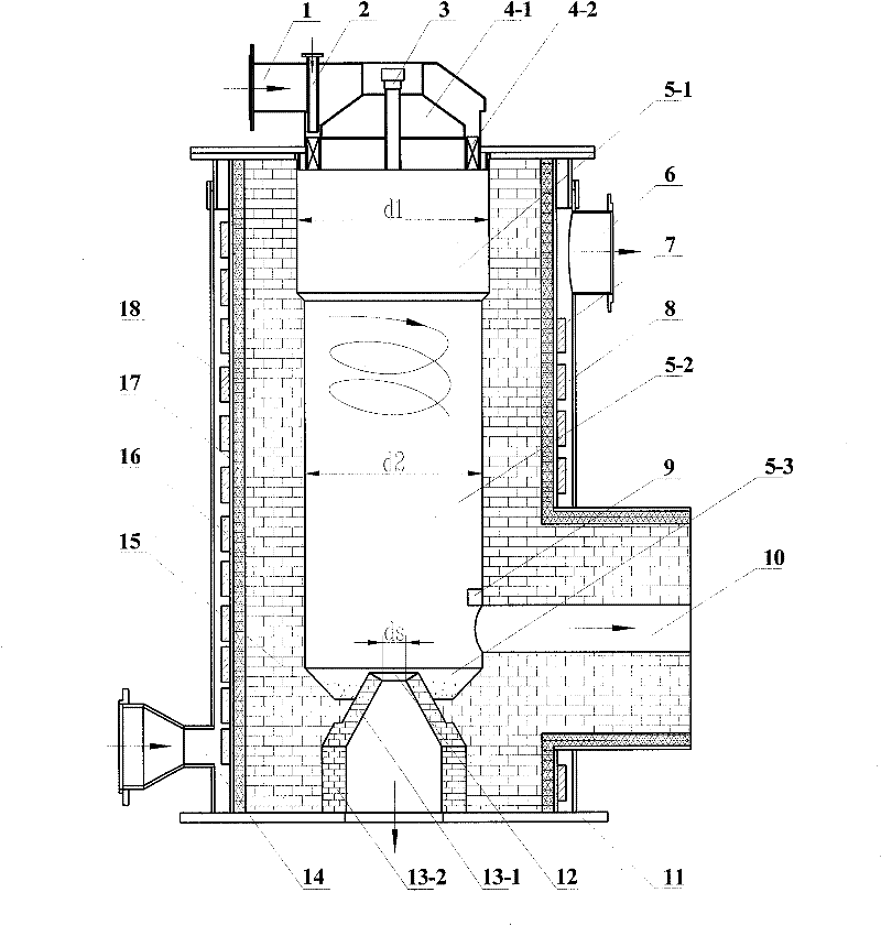 Vertical air-cooled pulverized coal burner capable of realizing continuous slag tapping