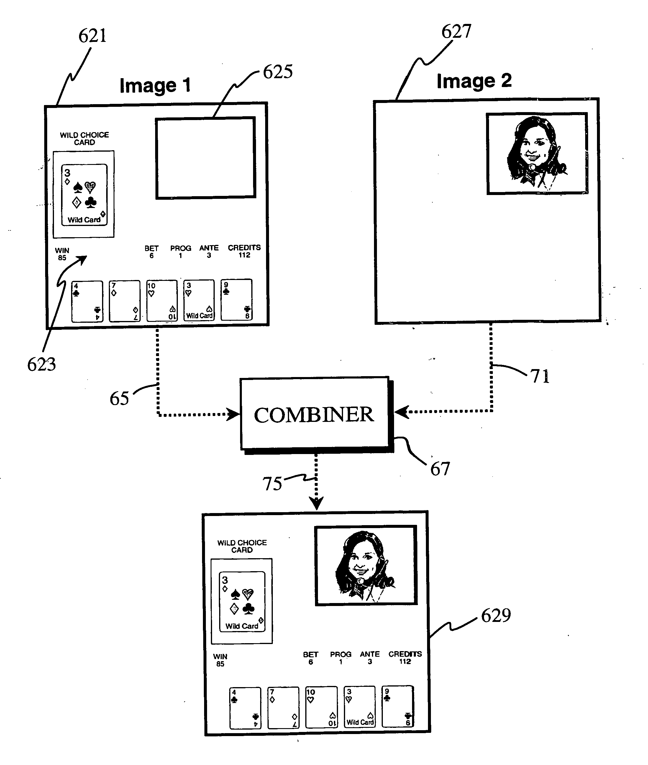 Gaming system having selective synchronized multiple video streams for composite display at the gaming machine