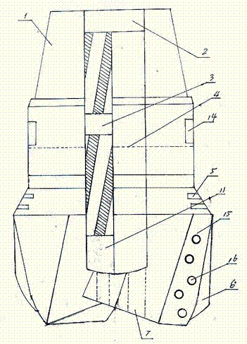 Sapphire inner-spiral pulse type spiral-complex comprehensive-drilling bit with mud diversion trench