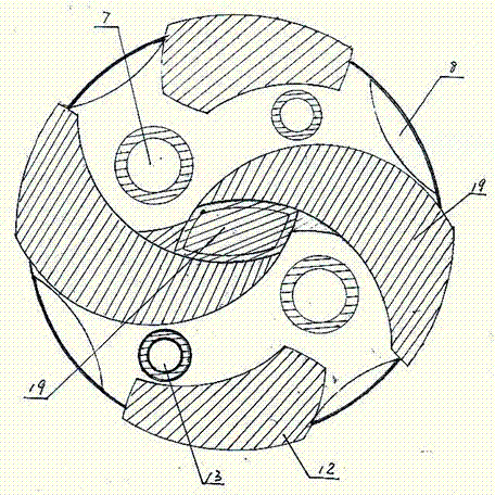 Sapphire inner-spiral pulse type spiral-complex comprehensive-drilling bit with mud diversion trench