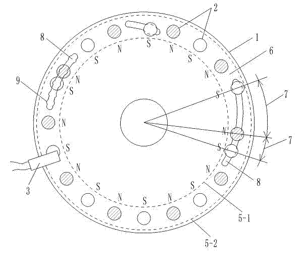 Sensing element provided with magnetic blocks with adjustable positions in shell