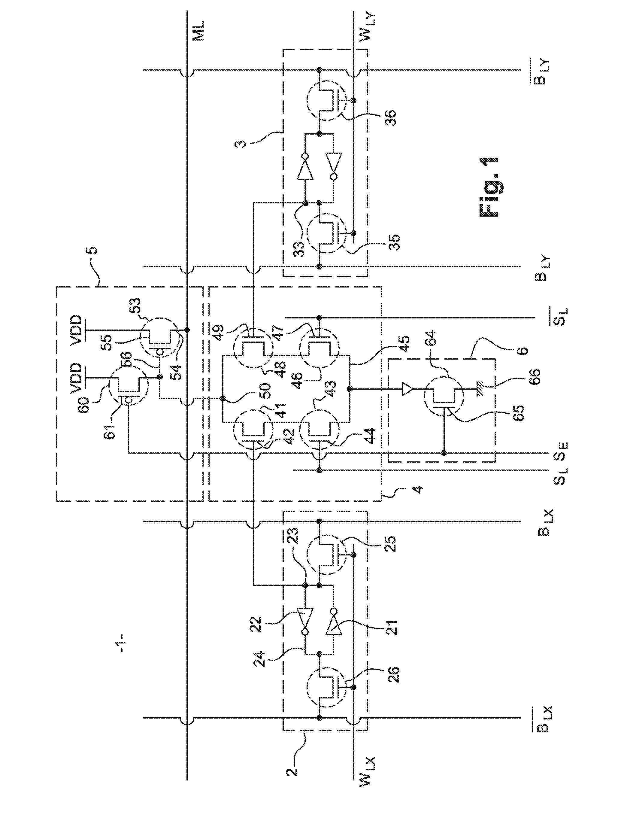 Tcam memory cell and component incorporating a matrix of such cells