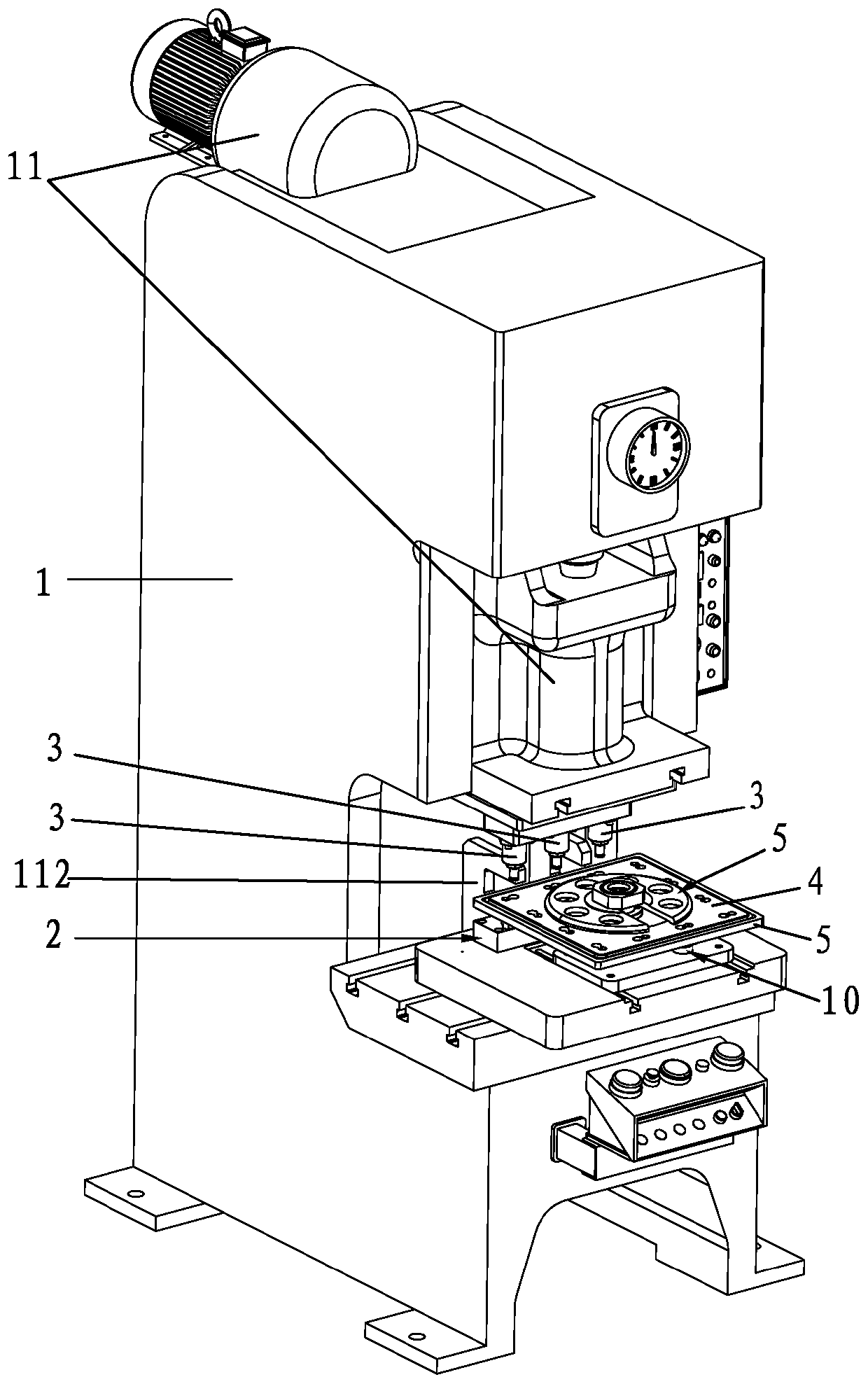 Punching device for square end plate