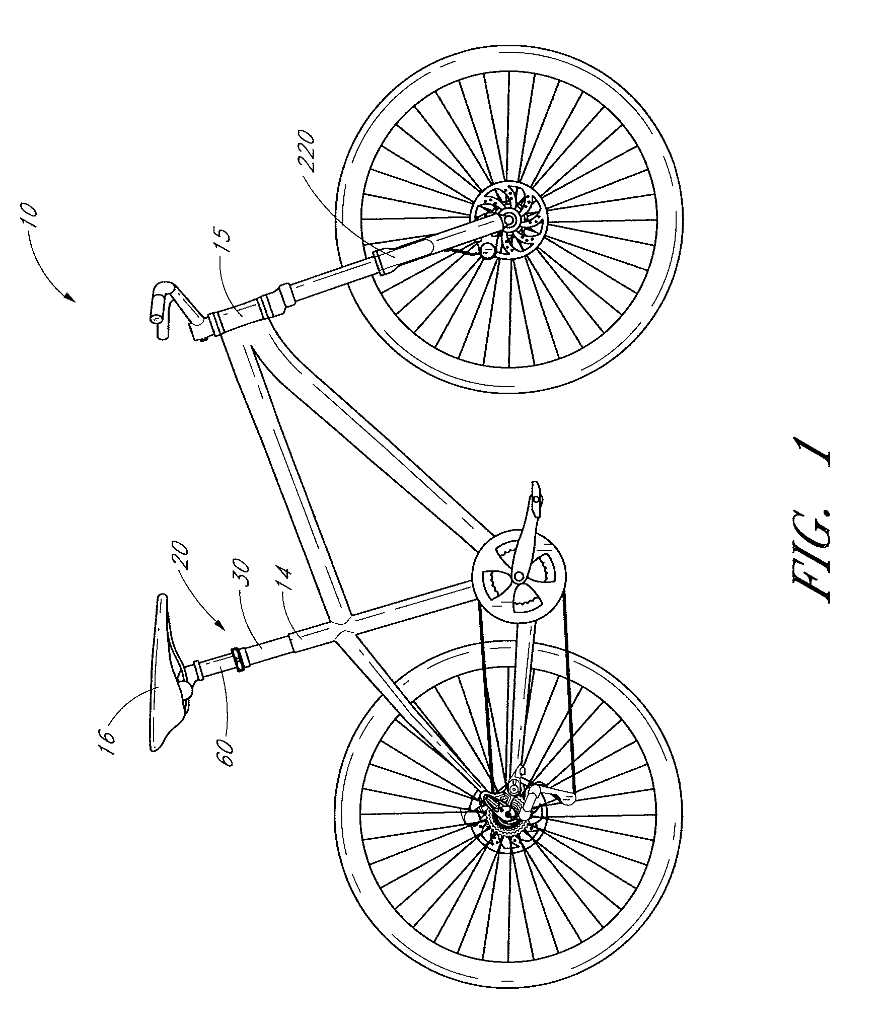 Vertically adjustable bicycle assembly