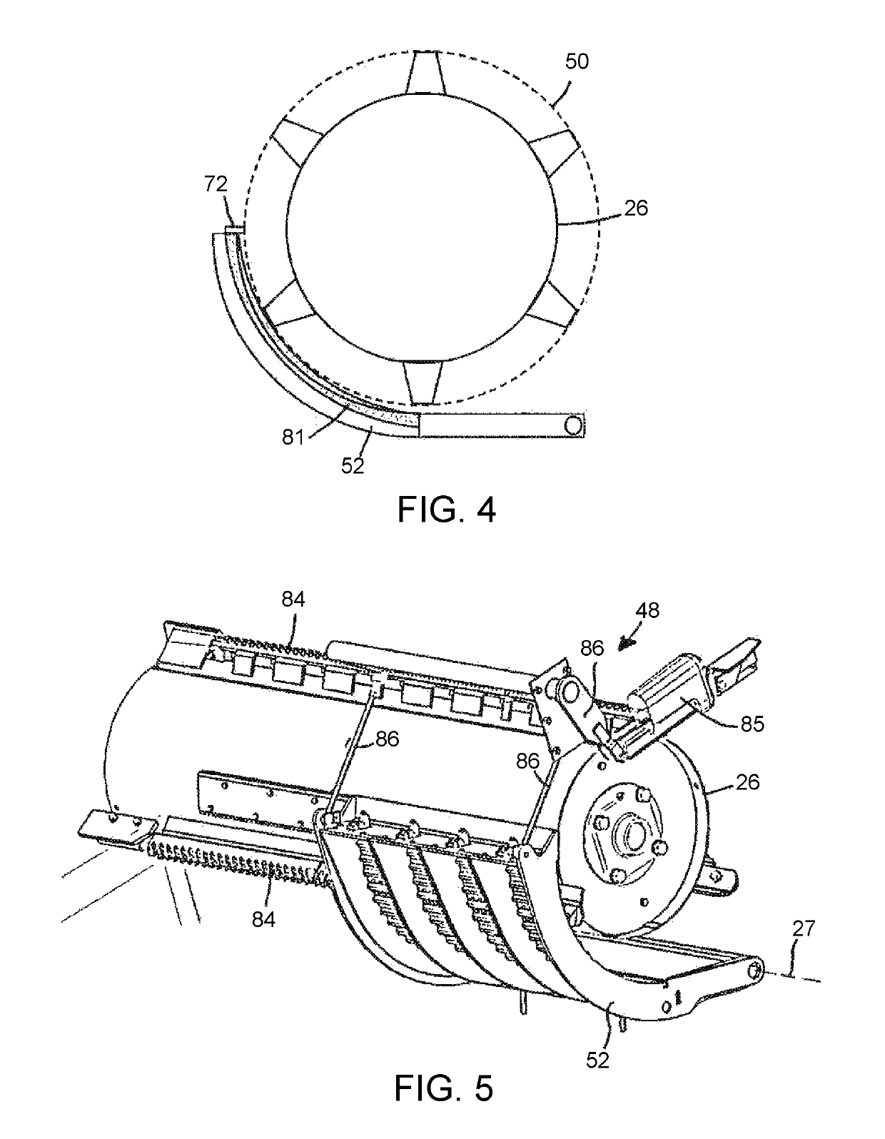 Threshing apparatus in a combine harvester having a multiposition stop device for setting clearance of concave grate segment
