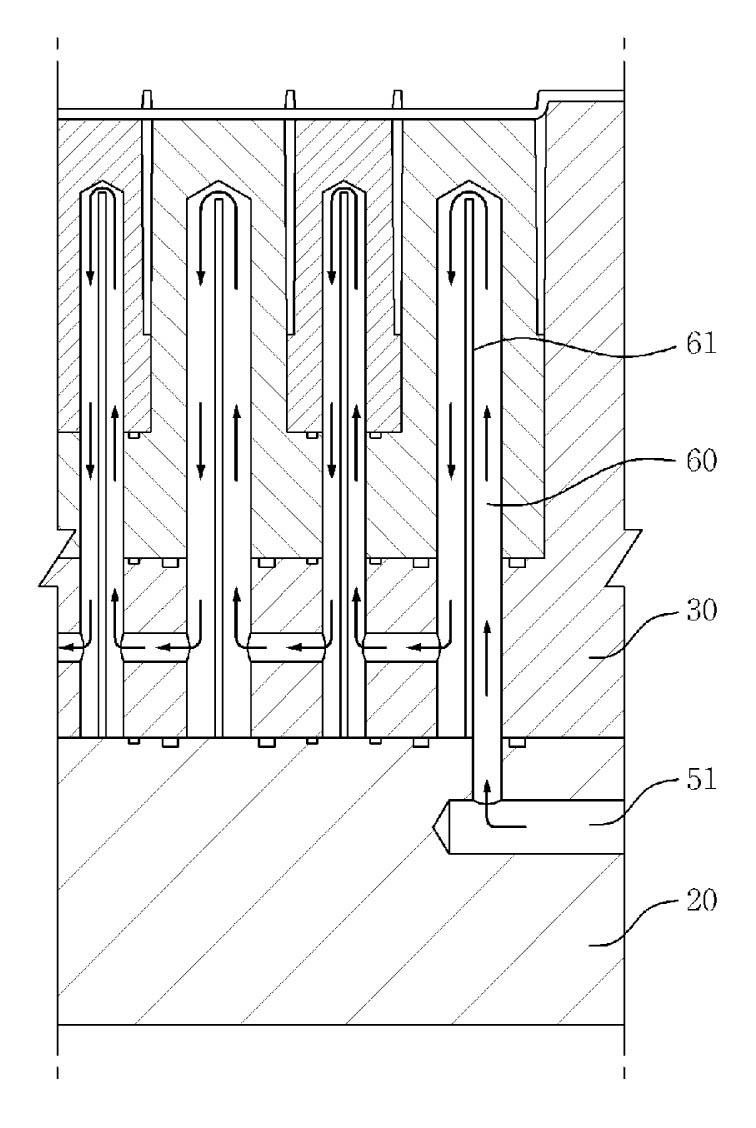 Baffle pipe and core-cooling device for an injection mold