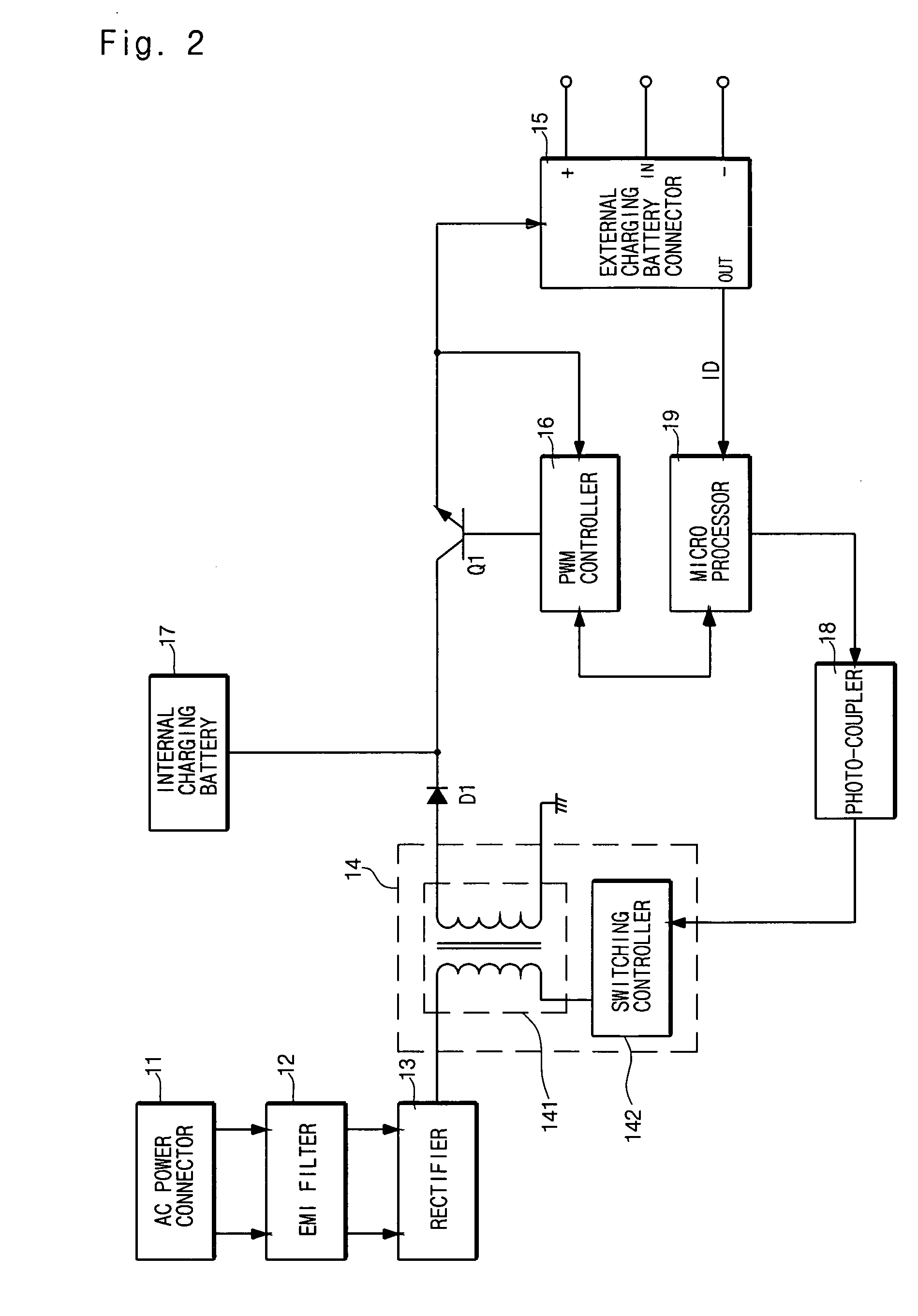 Portable charging apparatus having a charging battery built-in