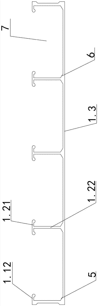 A unit formwork structure of an aluminum alloy formwork embedded cross-section profile