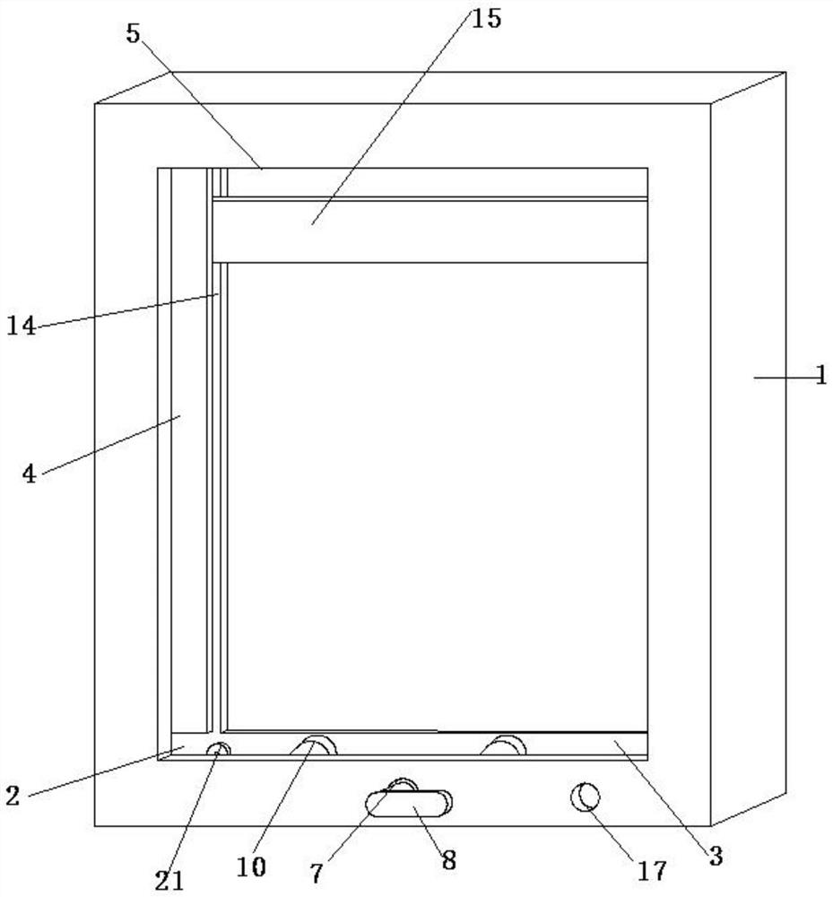 Metal window frame with cleaning device