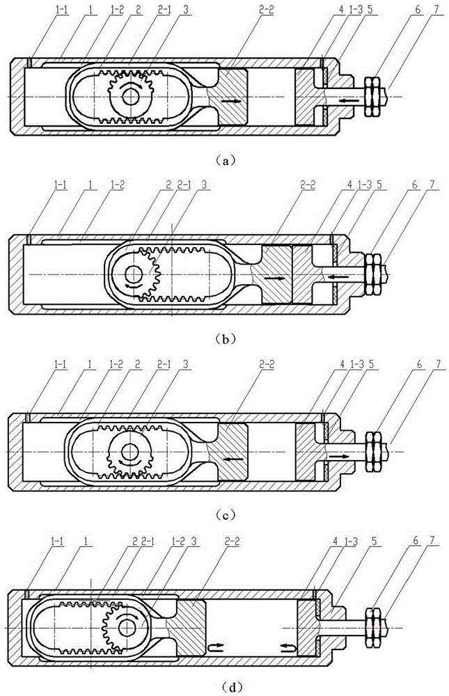 Gear and rack type reciprocating impact device