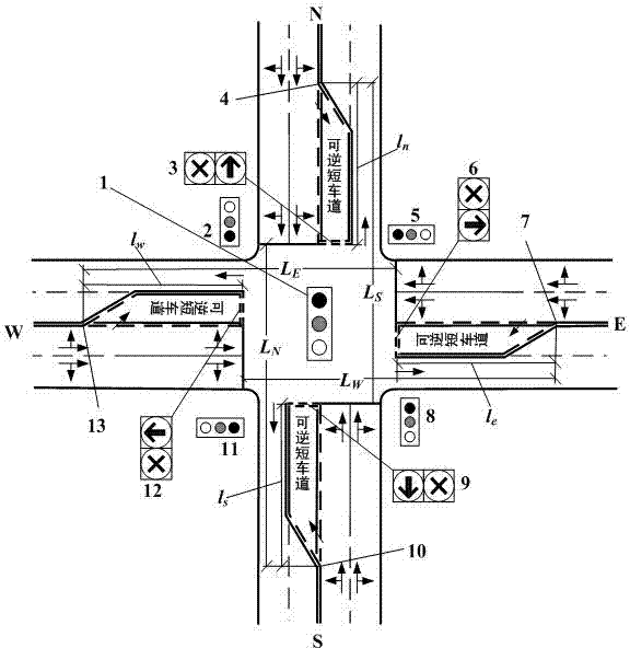 Reversible short lane signal control method based on intersection vehicle in-turn release