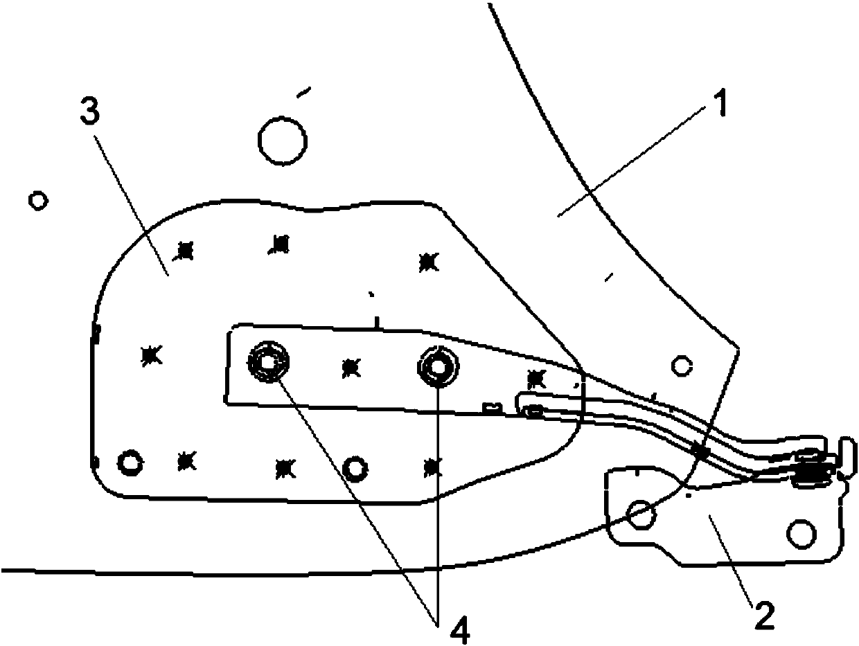 Hinge reinforcement plate for front hatch cover of automobile