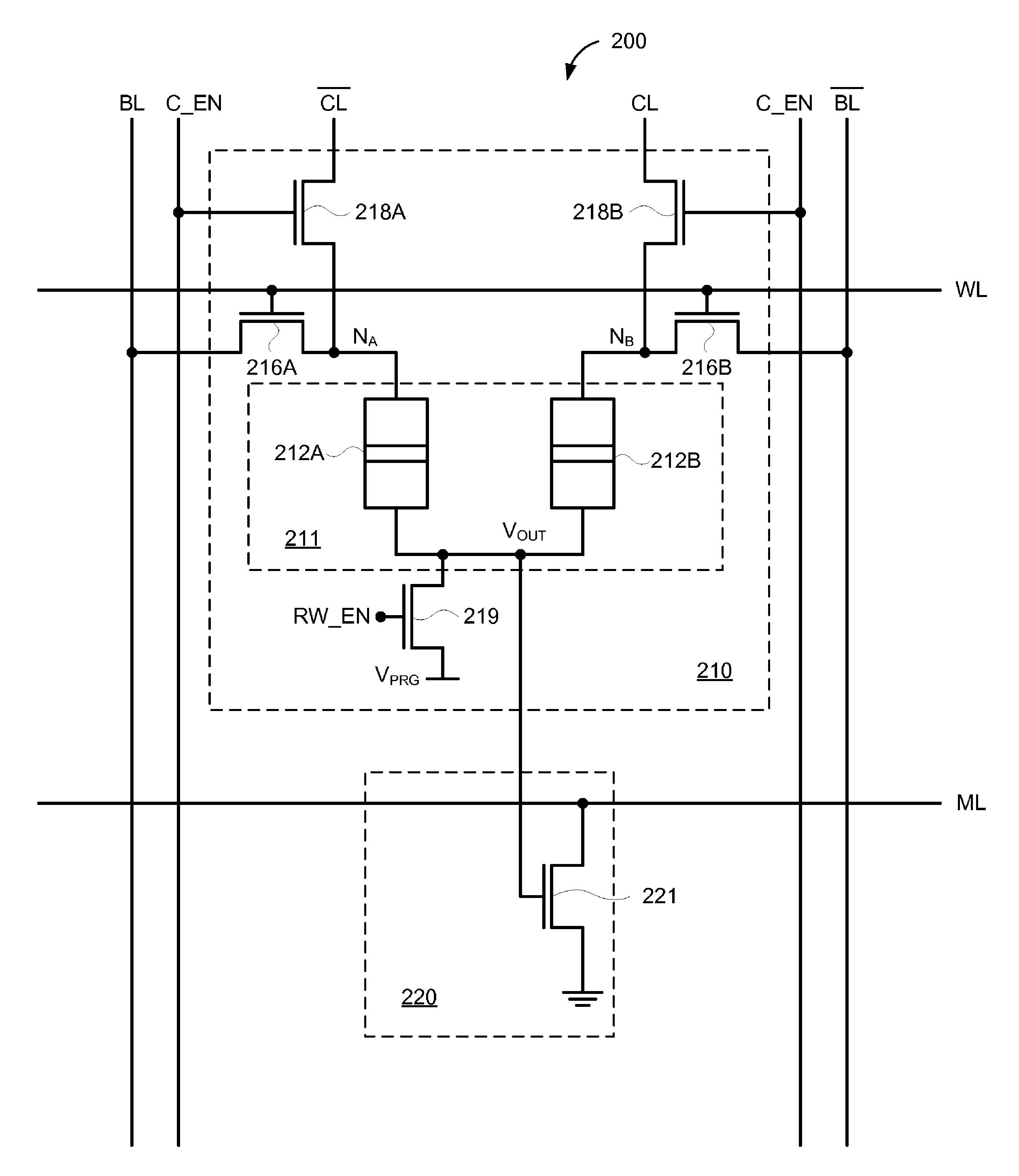 Content addressable memory device having spin torque transfer memory cells