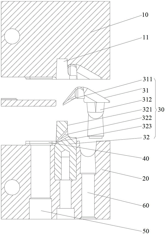 Mechanism used for cutting off side gate in mold automatically and suitable for injection mold