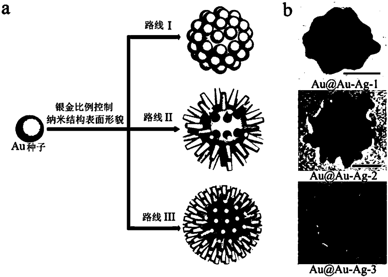 Preparation method of thorn-like and petal-like rough surface gold-silver alloy nanomaterials