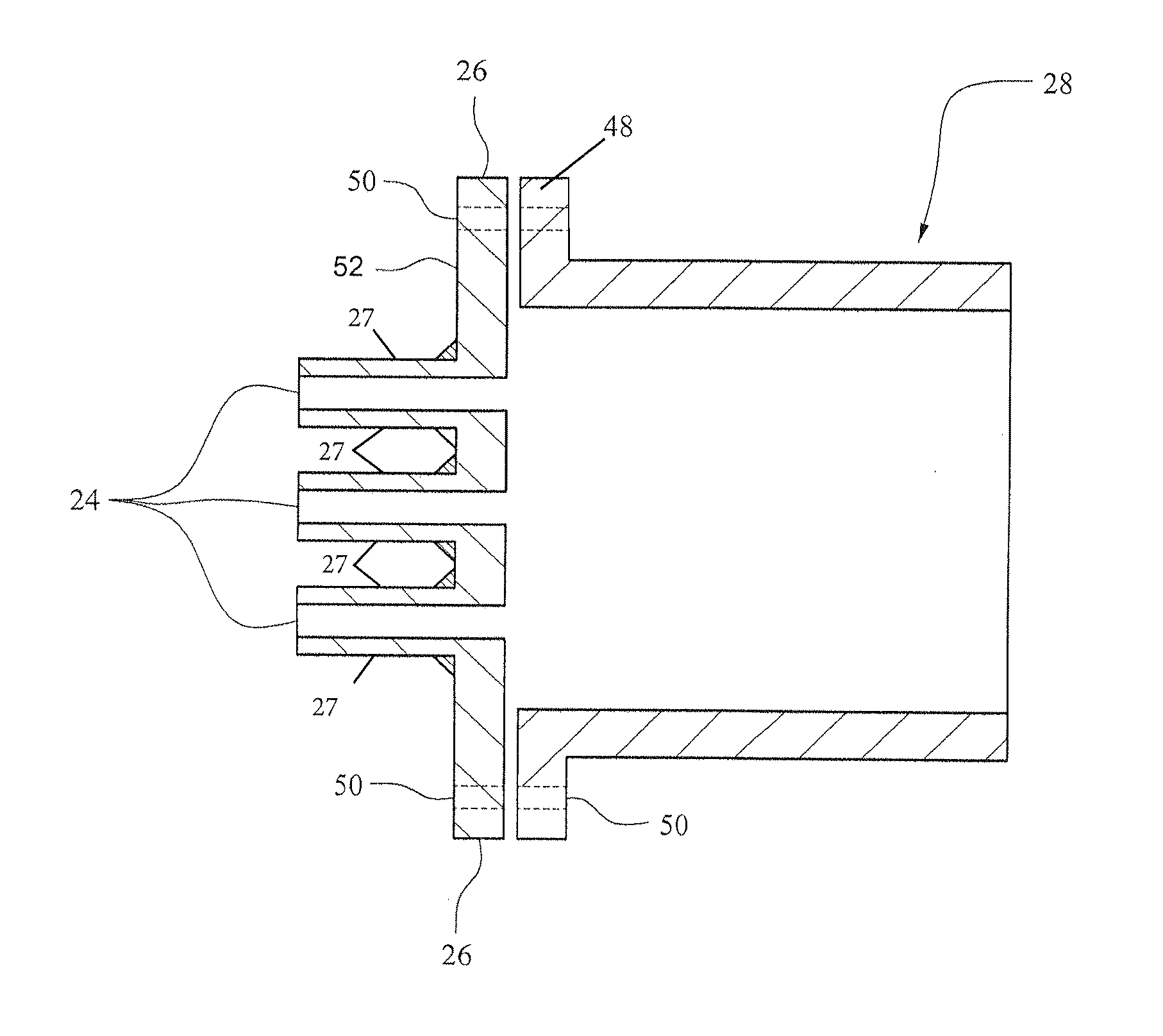 Piping system from reactor to separator and method to control process flow