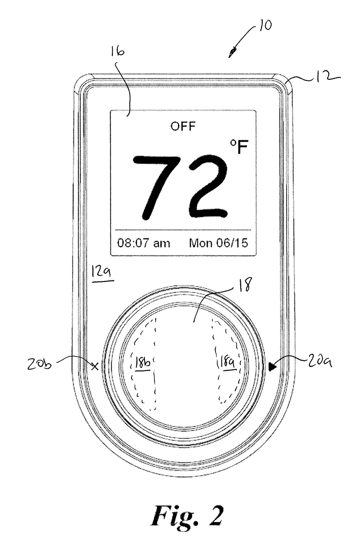 Thermostat with display screen and control dial having vertical and horizontal mounting configurations