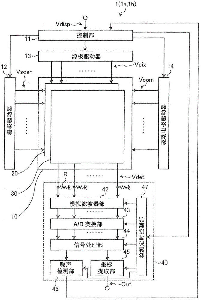 Display device with touch detection function and electronic device having same