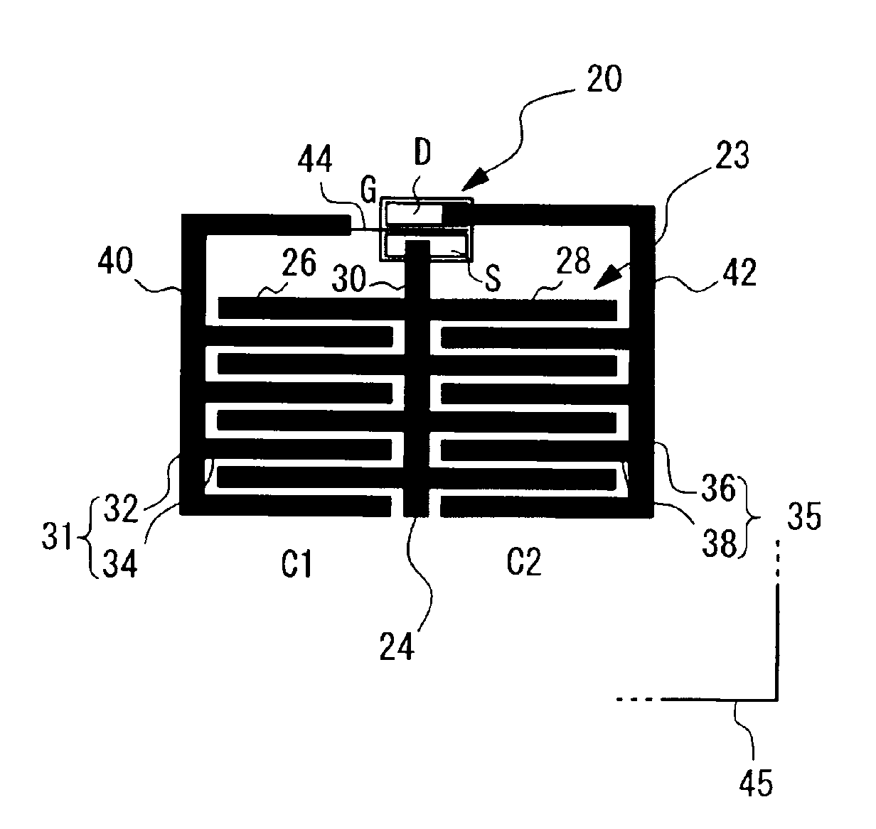 Device having interdigital capacitor