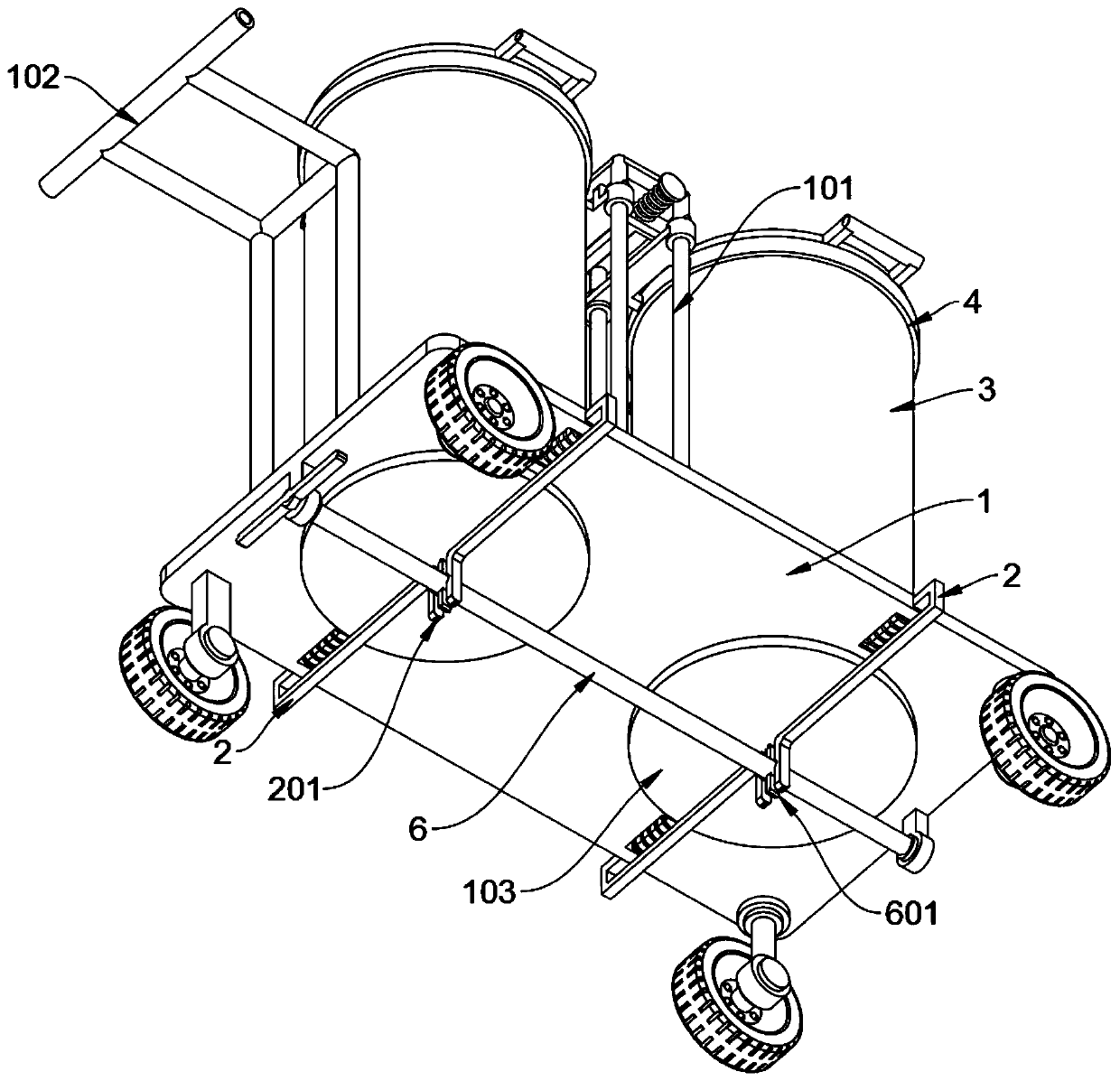 Temporary transportation device for small path section and for garbage classification management